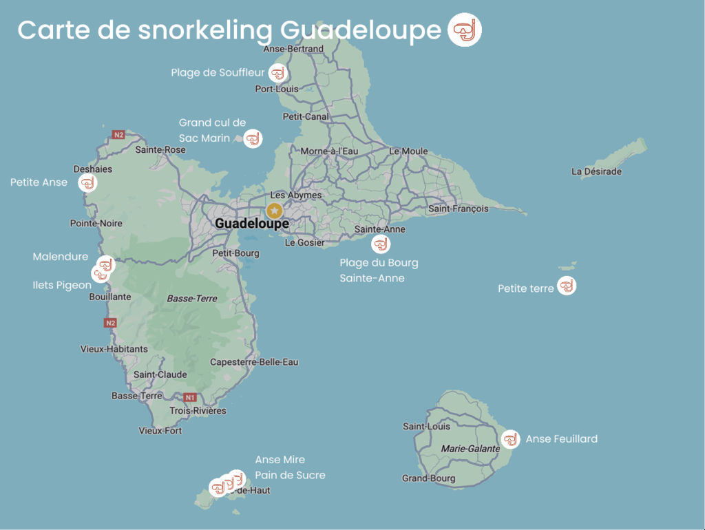 carte snorkeling Guadeloupe